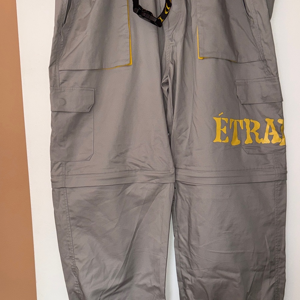 Etrange Gray Men's Cargo Track Pants with Yellow Logo - Picture 2 of 8